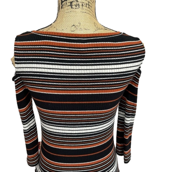 Free People Striped Ribbed Cold Shoulder Top - Picture 11 of 13